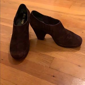 Brown suede booties